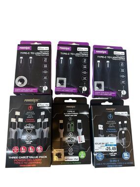 Lot 8 New PowerXcel Type C to Lightning Cables MFi-Certified Made with Kevlar